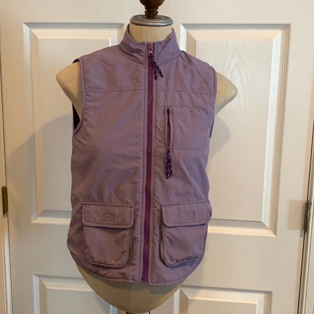 Old Navy puffy vest jacket girls size 12 purple fleece spring